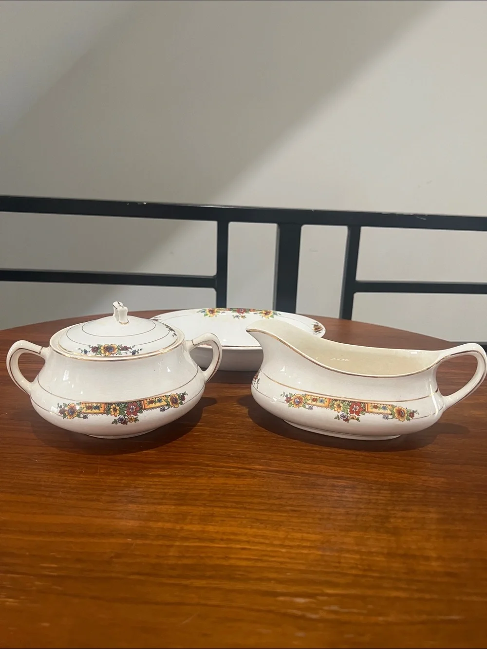 Illinois China Co. Porcelain Floral Pattern 3-Piece Set